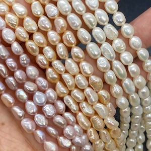 Baroque Freshwater Pearl Strand: Ivory, Champagne, Lavender (5mm X 7mm)