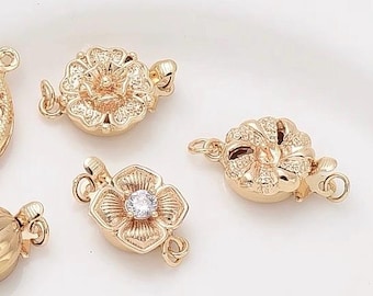 SALE 14k Gelbgold gefüllt Perle Verschluss, 11 mm 10 mm 9 mm Runde Blume Perle Verschluss, Einzelstrang Verschluss, Lieferant Großhandel #FDC027