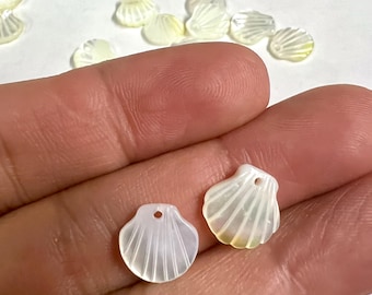 Lot De 10 Pendentifs Breloques En Nacre Blanche Forme étoile - 11-12mm - DIY