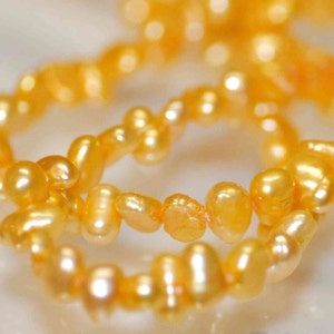 AA 5-6mm Corn Pearl Baroque Pearl Nugget Pearl Freshwater Pearl gold yellow, 15&quot; full strand 65+ pcs loose pearl beads Wholesale #CB6009