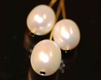 GROTE 10 x 12 mm ivoorwitte echte rijstparels --- bijpassende oorbellen hanger set --- OVER waarde nieuw UITVERKOOP