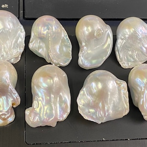 NUOVO AAA + Alta qualità 25-30mmX 18-20mm Unico Enorme fuoco Flameball Perla barocca Perla genuina coltivata bianca naturale, mezzo forato #Hecate
