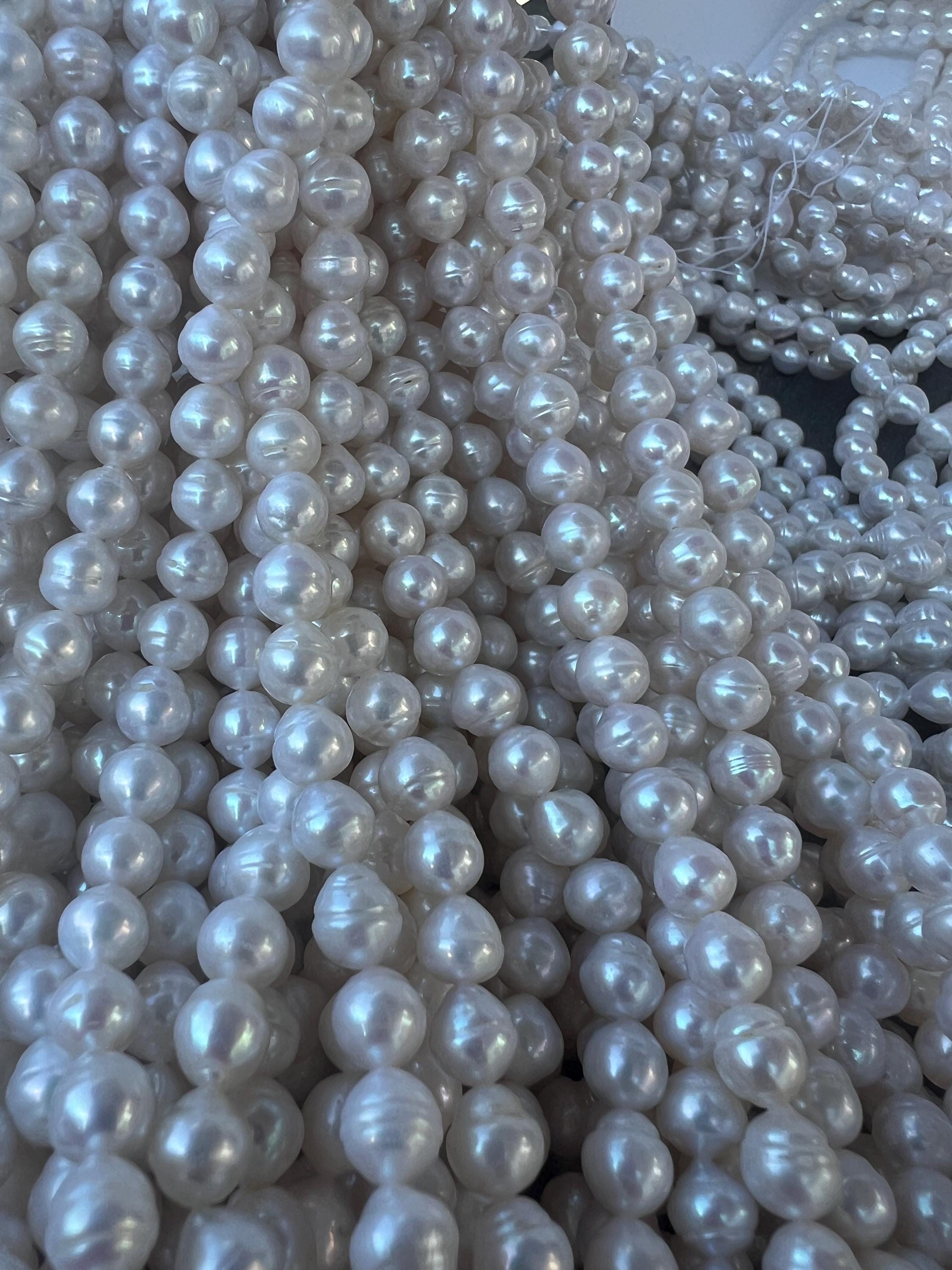 Collana di perle coltivate Edison rotonde/quasi rotonde bianche da 11,7