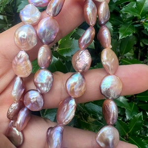AA+ Rare 11-12mm metallic baroque Coin pearl, super Luster natural color, genuine Freshwater coin pearl, 15" strand coin pearl beads  KC3041