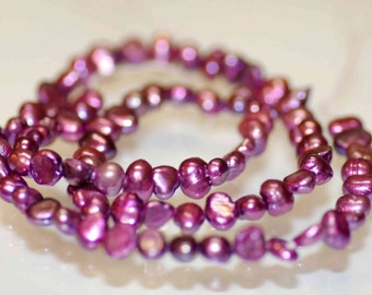 Corn Pearl Baroque Pearl Freshwater Pearl mulberry purple 5mm----15" full strand 70 plus pcs---Wholesale pearl #CB6005