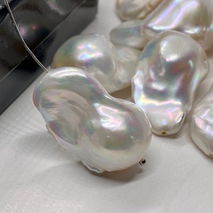 AAA+ Top quality 25-30mmX 15-18mm Unique Huge Fire Flameball Baroque pearl Natural white cultured genuine pearl WOW LUXUARY  #Isabella