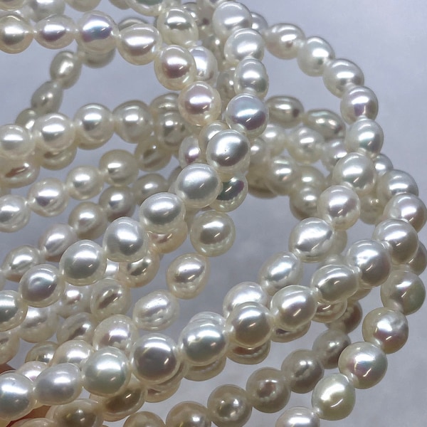 AAA high quality 6mm Baroque Akoya Cultured Pearl strand, Keshi nugget pearl, genuine cultured pearl---stunning luster pearls #KS4001