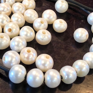 Large Hole Freshwater Pearl 8.5-9mm AA quality Round Ivory white  10 pc set 1.8mm 2.2mm 3mm hole SALE 40% OFF #LH820090 New Arrival