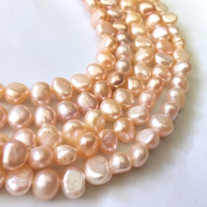 AA+ 7mm Corn Nugget Pearl Baroque Pearl Freshwater Pearl natural pink, 16&#39;&#39; full strand 50 pieces plus #CB6061