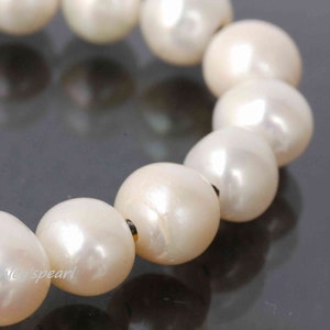 SALE 30% Off AA 10-11mm Large round off potato Pearl 2.2mm, 3mm Large Hole 15" strand white genuine freshwater pearl---Ptomotion