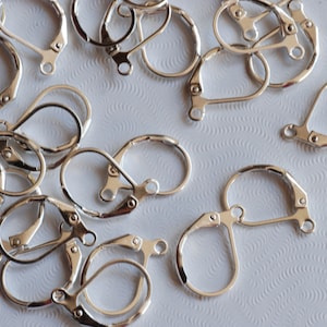 925 sterling silver plated over Copper Lever Back Earring Wire with French Ring - Nickel Free - 20 Pc -F9018