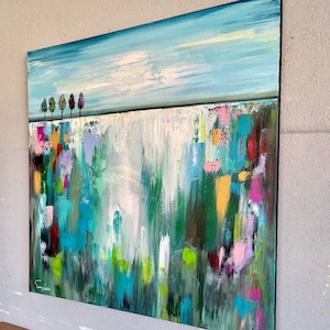 Colorful Trees Original Painting, Original Art On Canvas, Trees Abstract Art, Colorful Abstract Nature Painting, Modern Canvas Art Decor