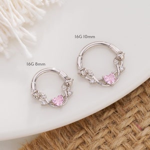 16G Twist Pink Heart Clicker Hoop/Nose Septum Ring/Nose Ring/Conch Hoop/Hoop Earring/Clicker Hoop/Daith/Tragus Hoop/Septum Hoop/Helix
