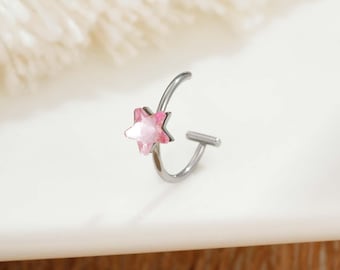 Joias para lábios postiços, joias femininas, piercing em estrela, anel para lábio postiço, joias rosa para lábios