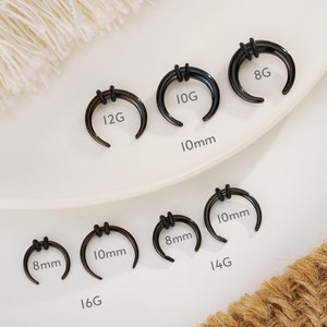 Schwarzer Stahl Hufeisenpincher / Nasenseptumring 16G, 14G, 12G, 10G, 8G / Plugs Stretcher Gauged Septum Hoops / Septum Expander Stretching / Nasenreifen
