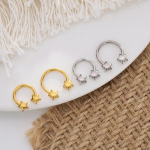 16G Star Septum Horseshoe Ring/Minimalist Nose Septum Ring 8MM 10MM/Nose Piercing Septum Hoop/Silver Gold Septum Jewelry/Black Friday