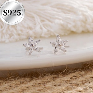 925 Sterling Silver Flower Nose Stud 20G/L shape Nose Ring/Tiny Nose Piercing/Small Nose Jewelry/Nose Barbell/Minimalist Jewelry/S-Shaped