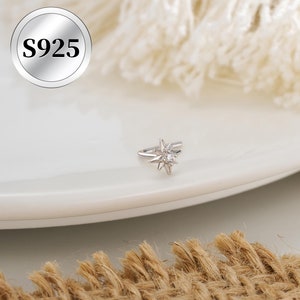 Anneau de nez en argent sterling hexagramme étoile 925 en forme de L 20 g/anneau de nez/petit piercing de nez/bijoux de petit nez/haltères de nez/bijoux minimalistes/cadeau
