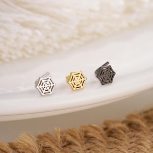 Halloween Nose Ring/316L Stainless Steel Spider Web Nose Stud/L-Shaped Nose Stud/Tiny Nose Jewelry/Nose Bone/Nostril Jewelry/1 Piece