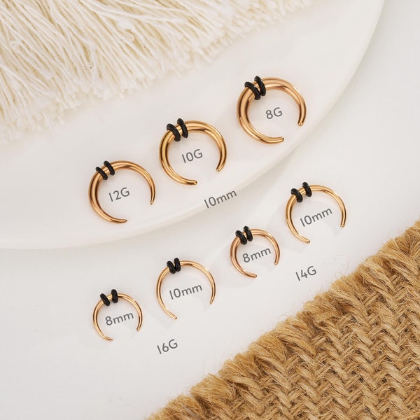 Rose Gold Horseshoe Pincher/Steel Nose Septum Ring 16G,14G,12G,10G,8G/Plugs Stretchers Gauged Septum Hoops/Septum Expander Stretching