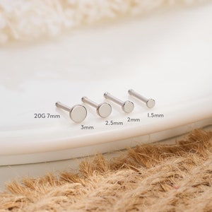 以下が含まれることがあります： 異なるサイズの丸いビーズが付いた、銀製の鼻のリングが5つあります。ビーズのサイズは1.5mm、2mm、2.5mm、3mm、7mmです。ゲージは20Gです。