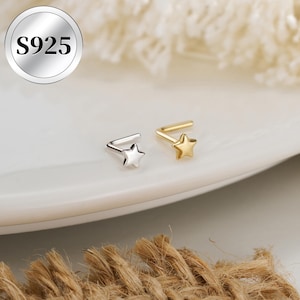20G Star Nose Ring/925 Sterling Silver Nose Stud/L Shaped Nose Ring/Nose Jewelry/Nose Barbell/L nose Stud/Nose Bone/Nostril Jewelry/Gifts