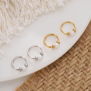 18G 20G opal Septum Hoop/Minimalist Nose Septum Ring 8MM/Nose Piercing Septum Hoop/Gold Silver Nose Bar/Black Friday/Septum Clicker