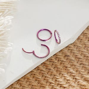 16g Purple Bright Clicker Hoop/Cartilage Ring/Nose Ring/Huggie earrings/Hoop Earrings/Clicker Hoops/Daith/Tragus Hoop/Nose Hoop/Earrings