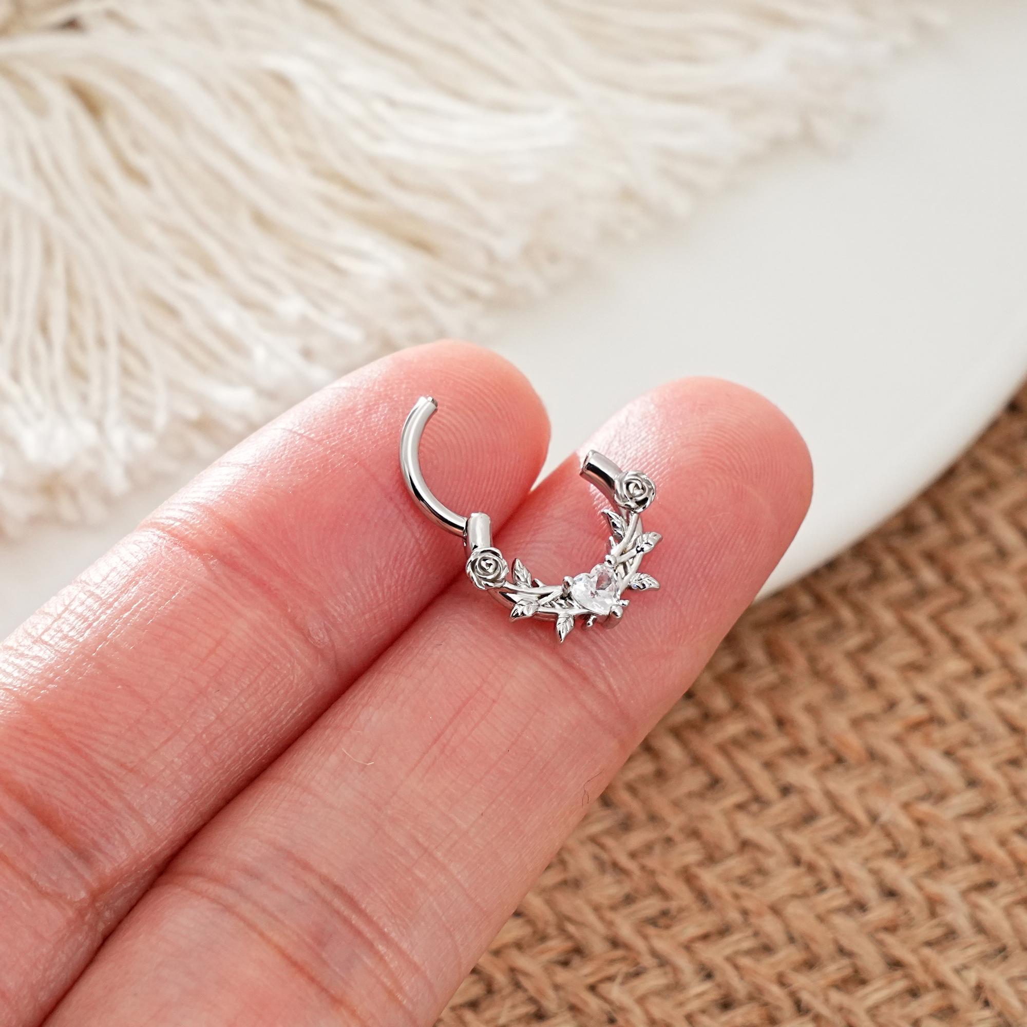 16g Heart Leaf Clicker Hoop/cartilage Ring/nose Ring/conch