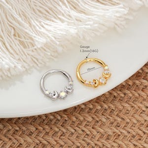 16g Bright moon star Clicker Hoop/Cartilage Ring/Nose Ring/Conch Hoop/Hoop Earrings/Clicker Hoops/Daith Hoop/Tragus Hoop/Nose Hoop/Earrings