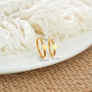 16g Gold filled Star Clicker Hoop/Nose Septum Ring/Cartilage hoop/Nose Ring/Conch Hoop/Hoop Earring/Clicker Hoops/Daith/Tragus Hoop