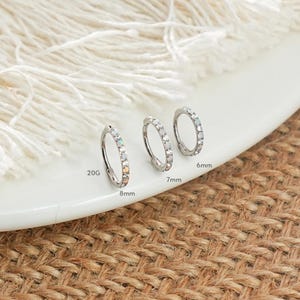 16g opal Bright paved Clicker Hoop/Cartilage Ring/Nose Ring/Conch Hoop/Hoop Earrings/Clicker Hoops/Daith Hoop/Tragus Hoop/Nose Hoop/Earrings