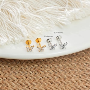 20G butterfly earrings/Minimalist nose ring/nose jewelry/nose piercing/earlobe ring/flatback earrings/Butterfly earrings/Dainty Earrings