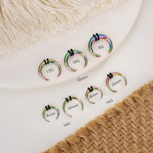 Rainbow Horseshoe Pincher/Nose Septum Ring 16G,14G,12G,10G,8G/Plugs Stretchers Gauged Septum Hoops/Septum Expander Stretching