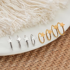 16g star Clicker Hoop/Cartilage Ring/Nose Ring/Conch Hoop/Hoop Earrings/Clicker Hoops/Daith Hoop/Tragus Hoop/Nose Hoop/Earrings