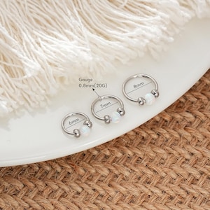 20G Surgical Opal ball Clicker Hoop/Nose Septum Ring/Nose Ring/Conch Hoop/Hoop Earring/Clicker Hoop/Daith/Tragus Hoop/earrings