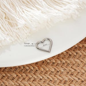 Titanium 16G HEART shape Septum Hoop/Minimalist Nose Septum Ring 8MM/Nose Piercing Septum Hoop/Silver Nose Bar/Black Friday/Septum Clicker