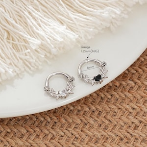 16g heart leaf Clicker Hoop/Cartilage Ring/Nose Ring/Conch Hoop/Hoop Earrings/Clicker Hoops/Daith Hoop/Tragus Hoop/Nose Hoop/Earrings
