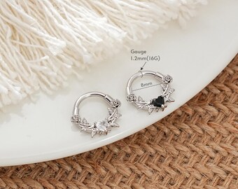 アクセサリー LANIE Heart jewelry clicker 16G pt900 Amazon.com: Lab Opal Heart Septum Clicker Ring, 16g Cute