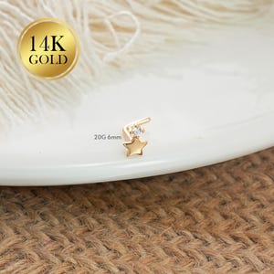 14K Star Nose Ring/20G Tiny flower Nose Stud/L-Shaped Nose Piercing/Nostril Jewelry/Gold Nose Jewelry/Nostril stud/handmade body jewelry