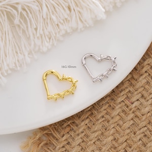 16G 10mm brambles heart Clicker Hoop/Nose Septum Ring/Nose Ring/Conch Hoop/Hoop Earring/Clicker Hoop/Daith/Tragus/Septum Hoop/Helix