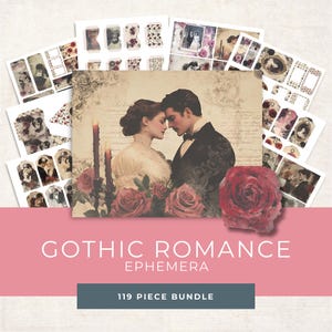 Printable Gothic Romance Junk Journal Kit - Dark Valentine Ephemera - Vintage Scrapbook Pages