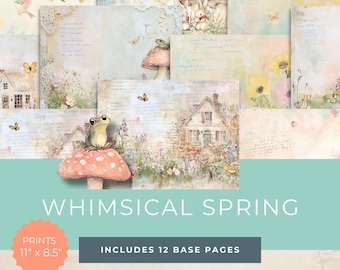 Kit per diario di primavera, effimeri floreali, carta per scrapbooking (download digitale)