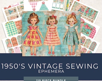 1950s Retro Ephemera - Vintage Sewing Pattern Models - Junk Journal Supplies - Mixed Media Crafting