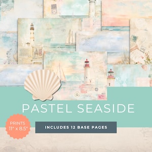 Beach Junk Journal Kit - Printable Ocean Pages - Digital Scrapbook Paper - Nautical Themed Ephemera