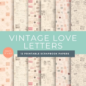 Vintage Love Letters - Printable Scrapbook Papers - Digital Download for Journals - Romantic Craft Supplies