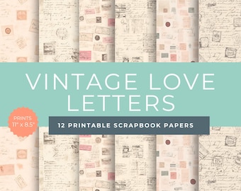Vintage Love Letters - Printable Scrapbook Papers - Digital Download for Journals - Romantic Craft Supplies