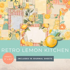 Retro Kitchen Junk Journal Kit, Vintage Recipe Book Pages, Printable Scrapbook Supplies, DIY Craft Ephemera