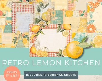 Retro Kitchen Junk Journal Kit, Vintage Recipe Pages (Digital Download)