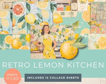 Kitchen Junk Journal Pages, Printable Recipe Ephemera, Vintage Scrapbook Papers, Digital Download for Crafting